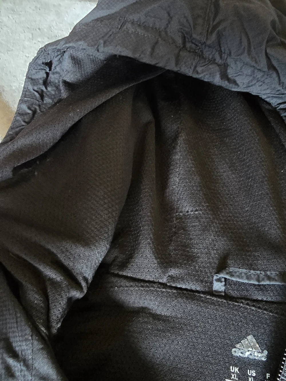 Adidas Mens Black 3-Stripe Full Zip Hooded Windbreaker Jacket XL